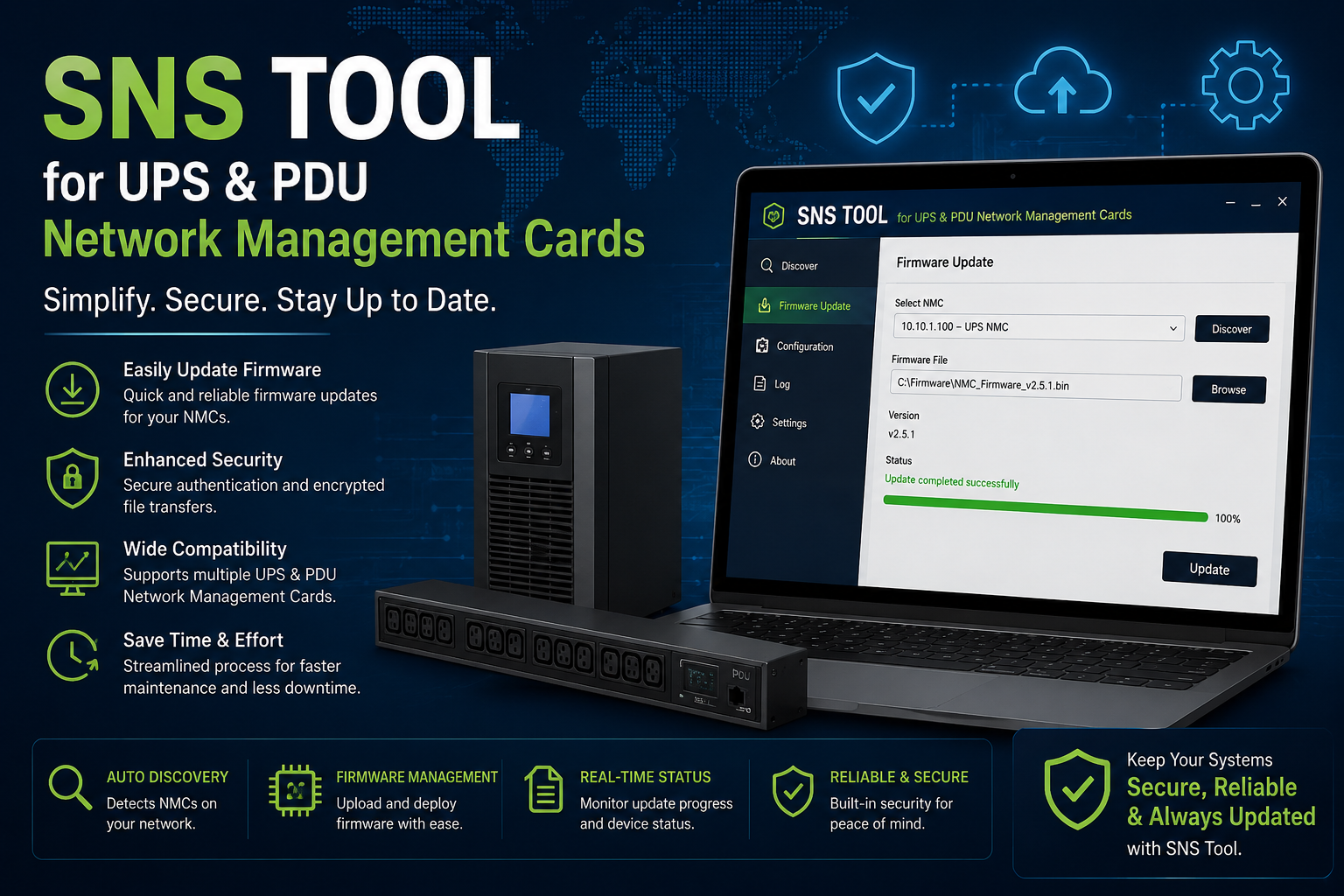 SNS Tool for UPS & PDU Network Management Cards: Secure Firmware Updates Made Easy