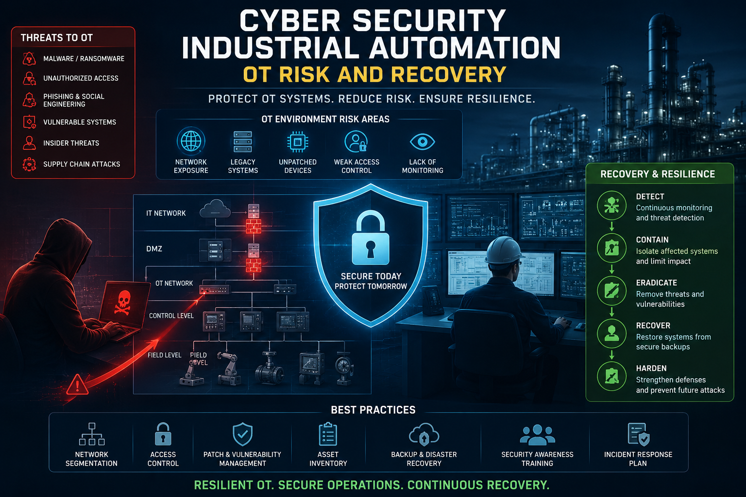 Cyber security industrial automation protects more than data, because a compromised control system can threaten worker safety, product quality, uptime, and the physical process itself.