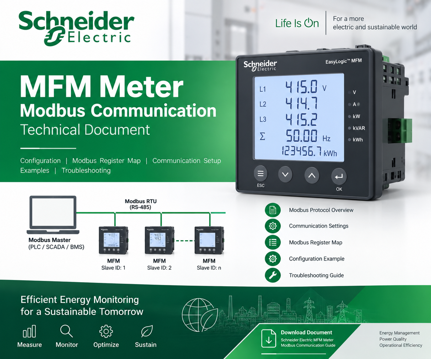 Schneider Electric MFM Meter Modbus Communication Document