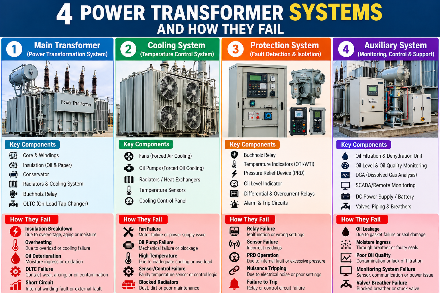 4 Power Transformer Systems and How They Fail